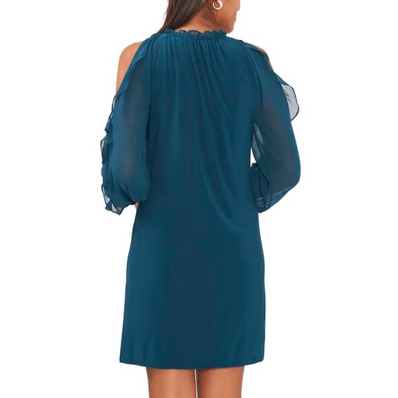 MSK Cold Shoulder Ruffle Trim Sheath Dress - Picture 3 of 10